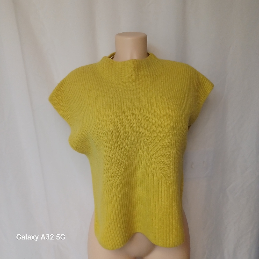 Anthropologie Maeve 100% Wool.mo_neck Muscle Crop  Green V-Neck Sweater Size M - Picture 4 of 12